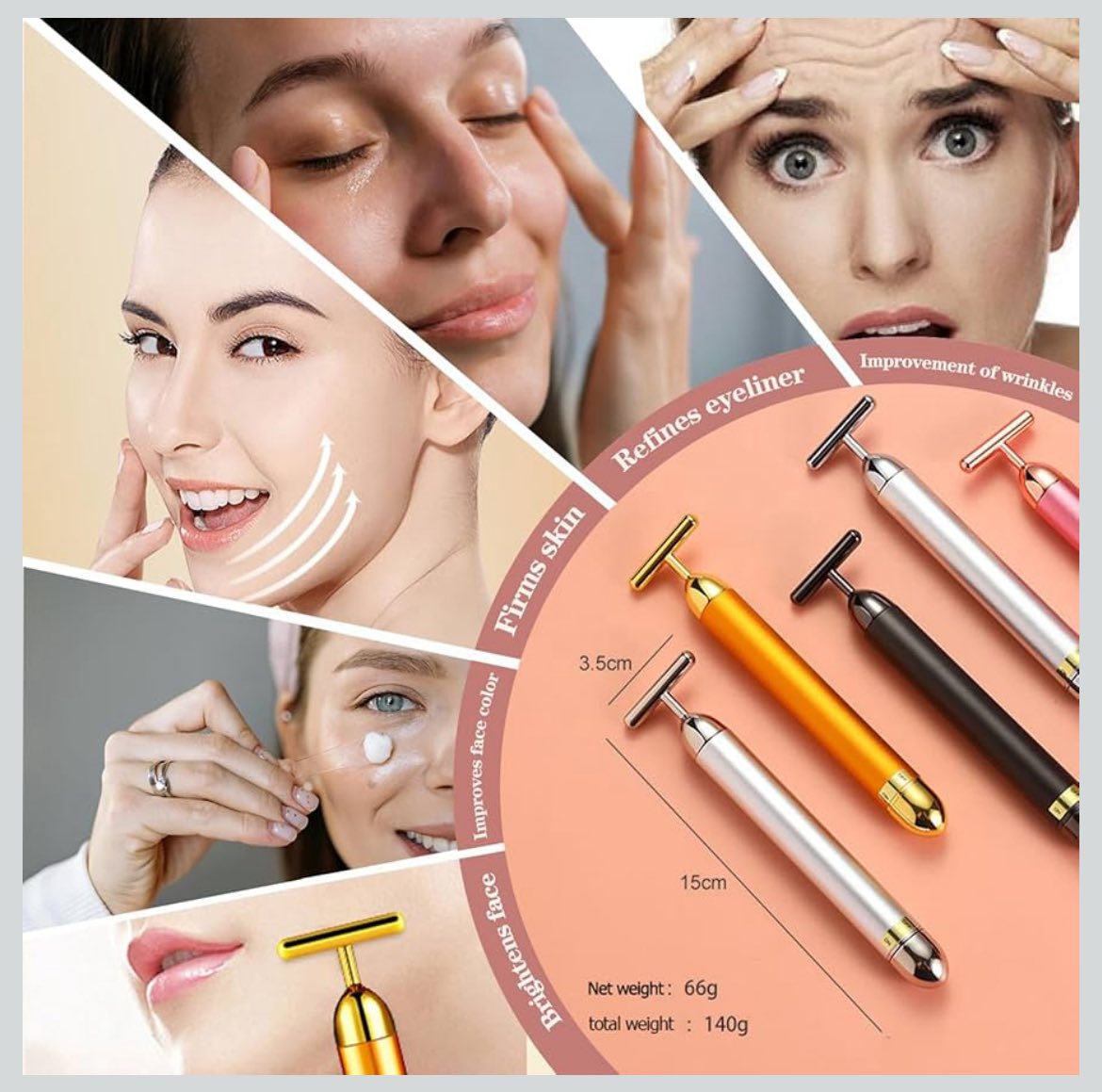 Masajeador facial de oro