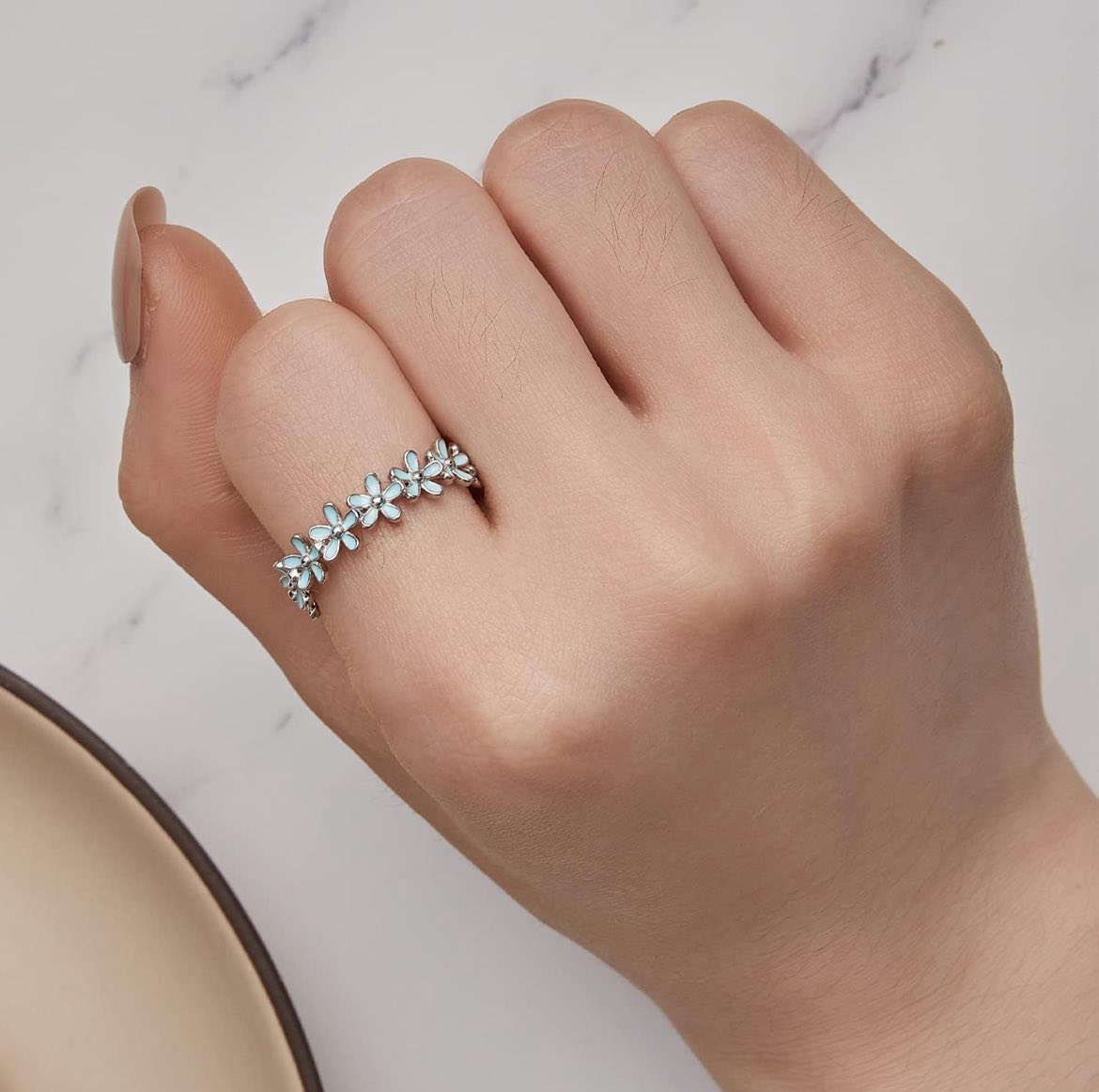 Anillos margaritas azules 