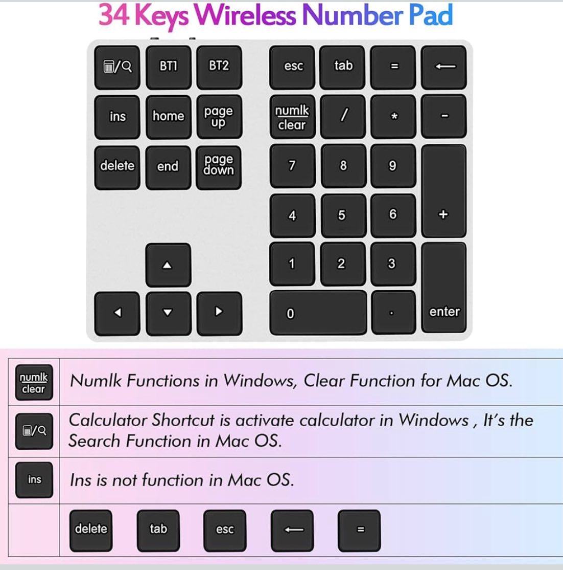 Teclado numérico Bluetooth