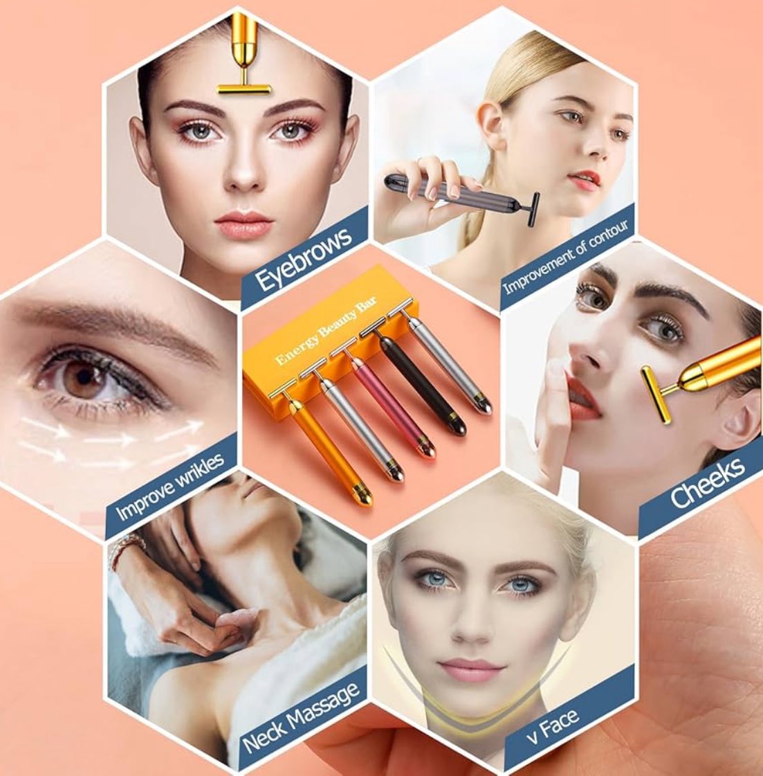 Masajeador facial de oro
