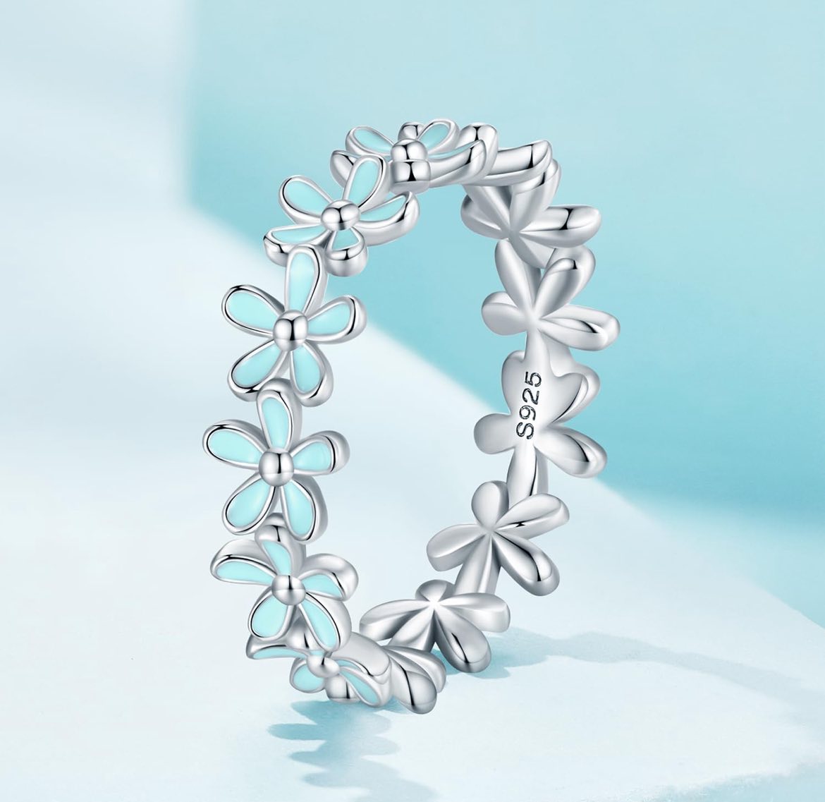 Anillos margaritas azules 