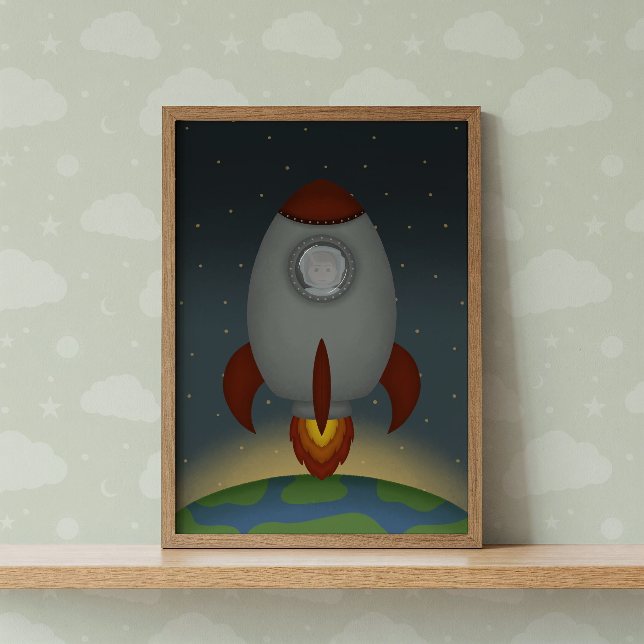 Rocket Ship Nursery Wall Art