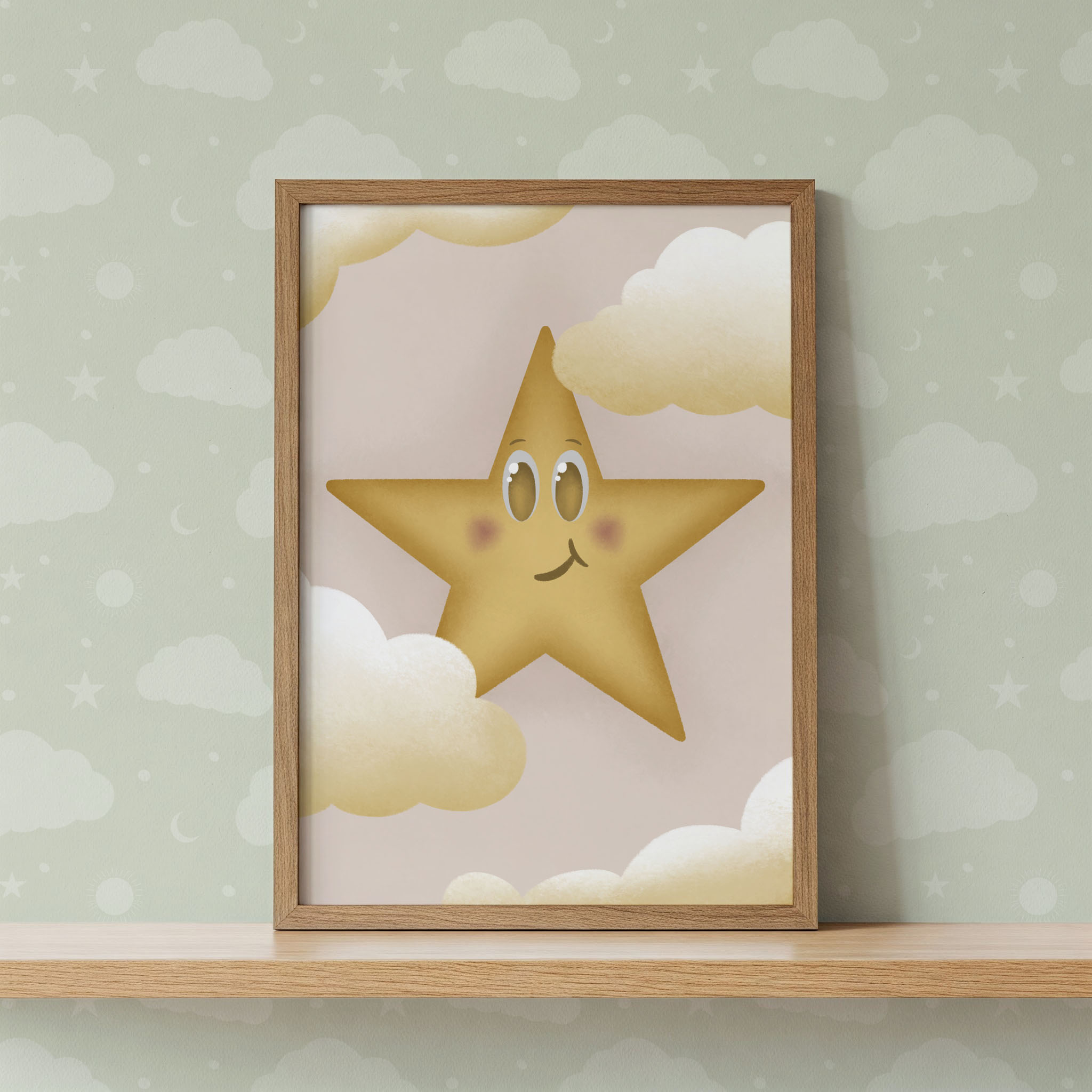 Star and Clouds Nursery Wall Art