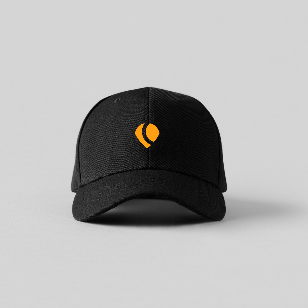 Black Cap with Orange Logo