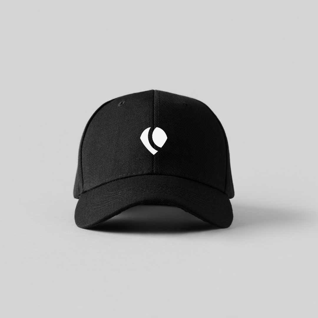 Black Stitched Cap with White Logo