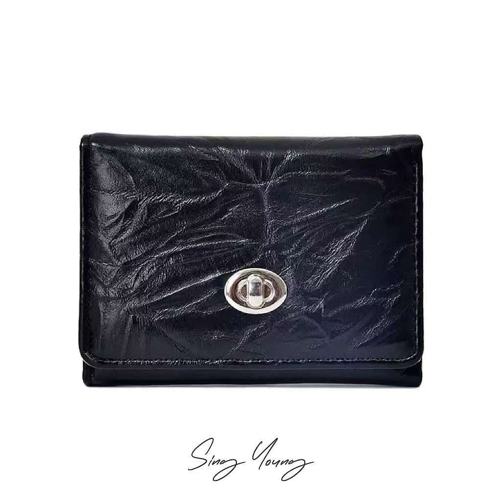 ベアーカートゥーンプリントボタンクリップファスナー小銭入れ