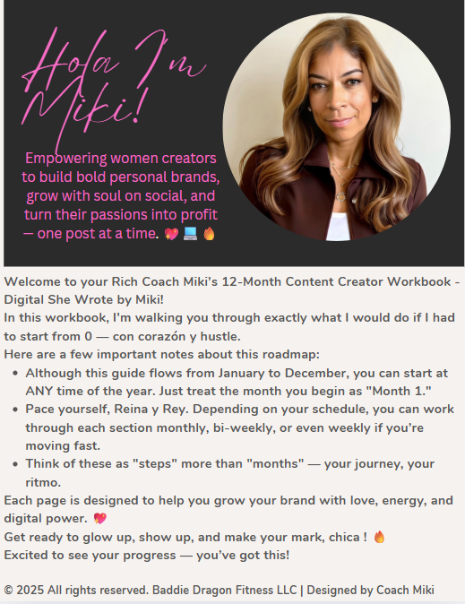 Digital She Wrote by Miki: The 12-Month Content Creator Workbook