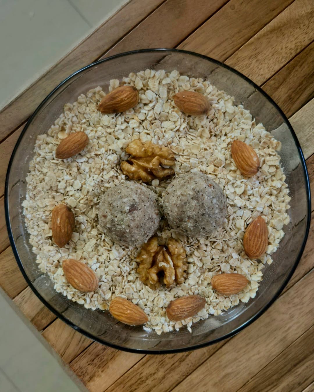 Healthy Nut and Oat Bowl with sweetness of Dates