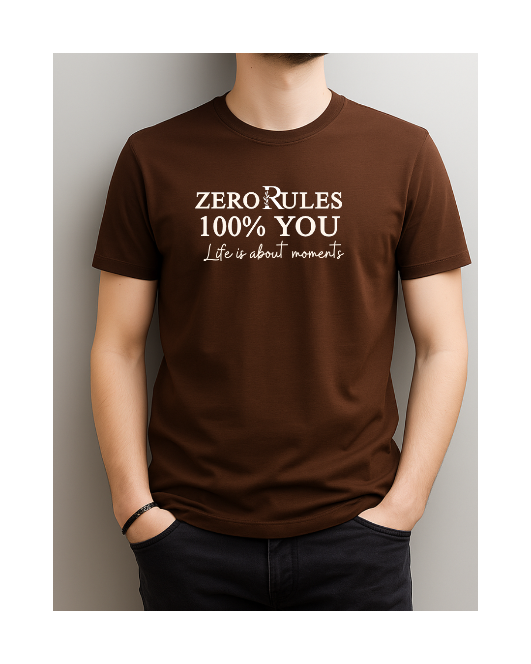 Copy Brown color | Premium Quality Cotton Regular fit half sleeve printed Round neck T-Shirt | Small Size