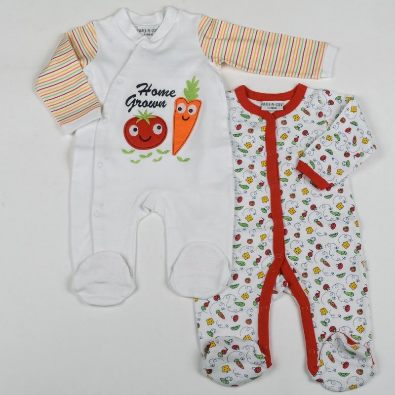 Watch Me Grow Organic Unisex Baby Sleepsuits 2-Piece Set