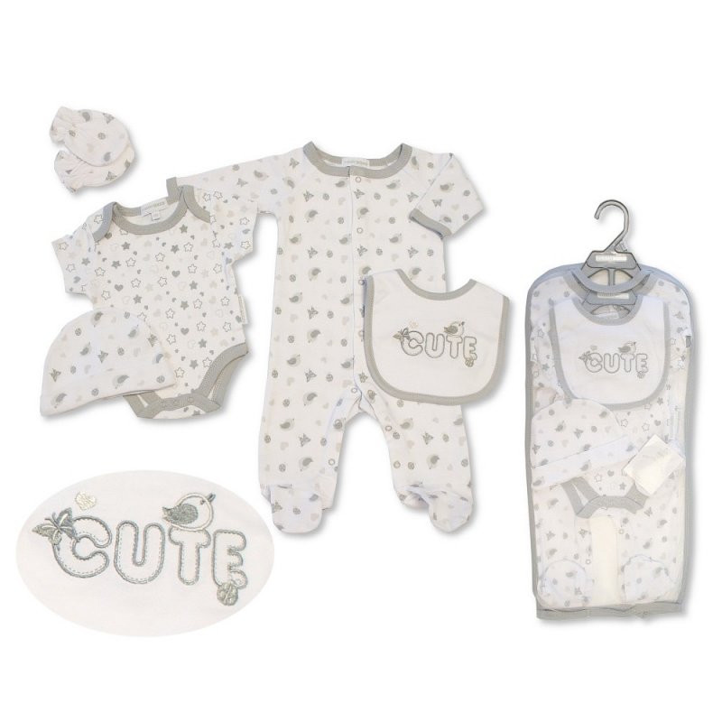 Nursery Time Unisex 5 Piece Baby Clothes Gift Set