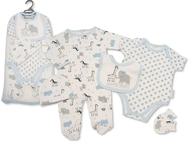 Nursery Time Safari Baby Boys 5 Piece Sleepsuits Gift Set