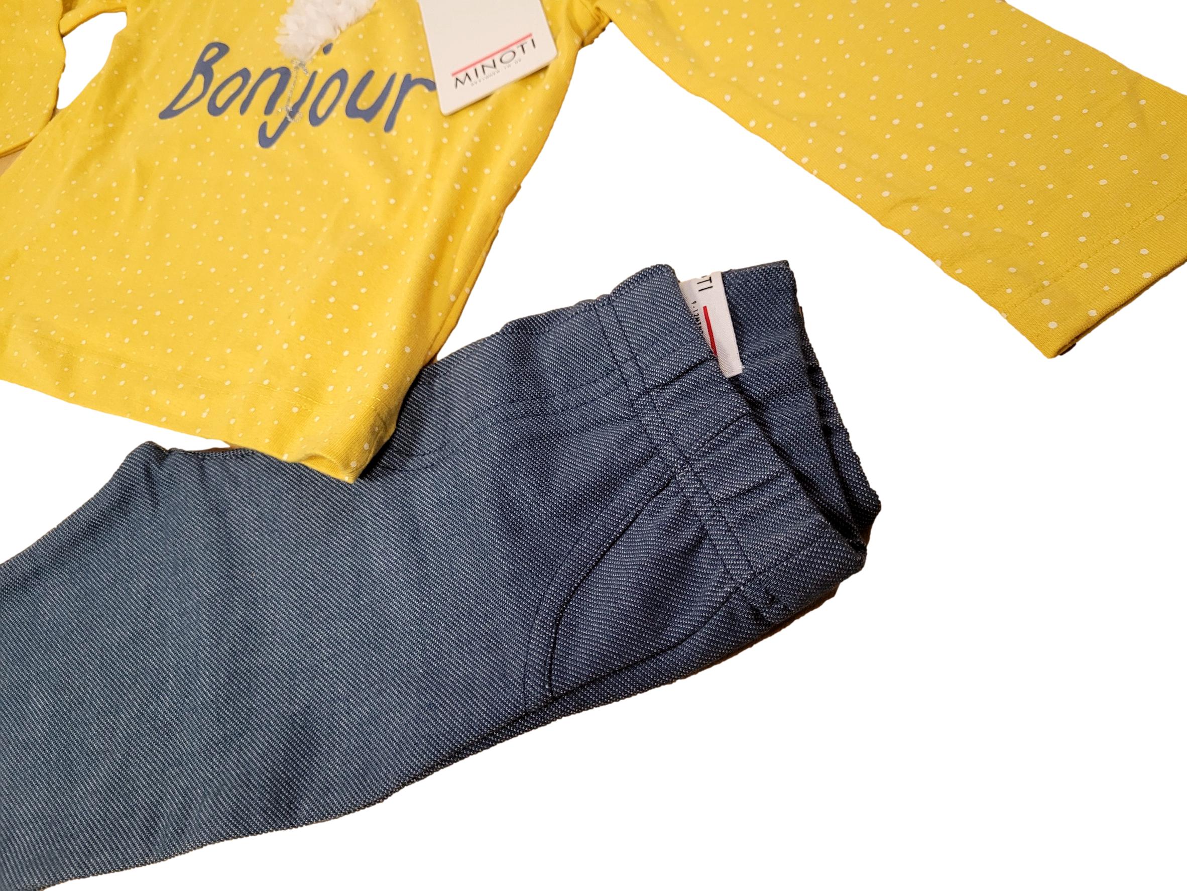 Minoti Girls Outfit Bonjour Long Sleeved Top And Jeggings Set Girls Outfit