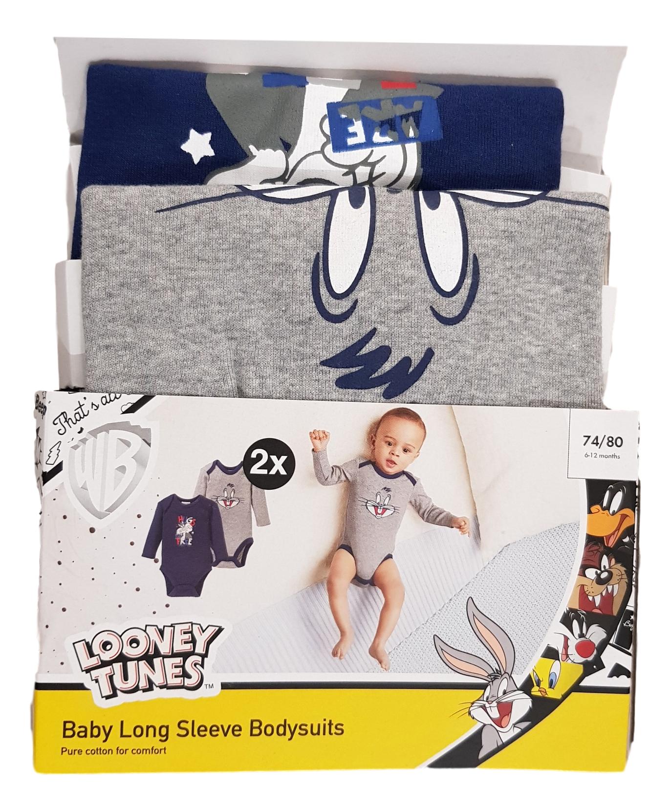 Long Sleeve Cotton 2 Piece Babygrow Bodysuit Vest 