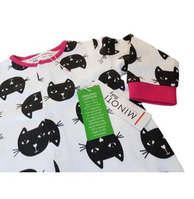 Baby Girls Minoti Kitten Cat Print Sleepsuit Cotton Romper