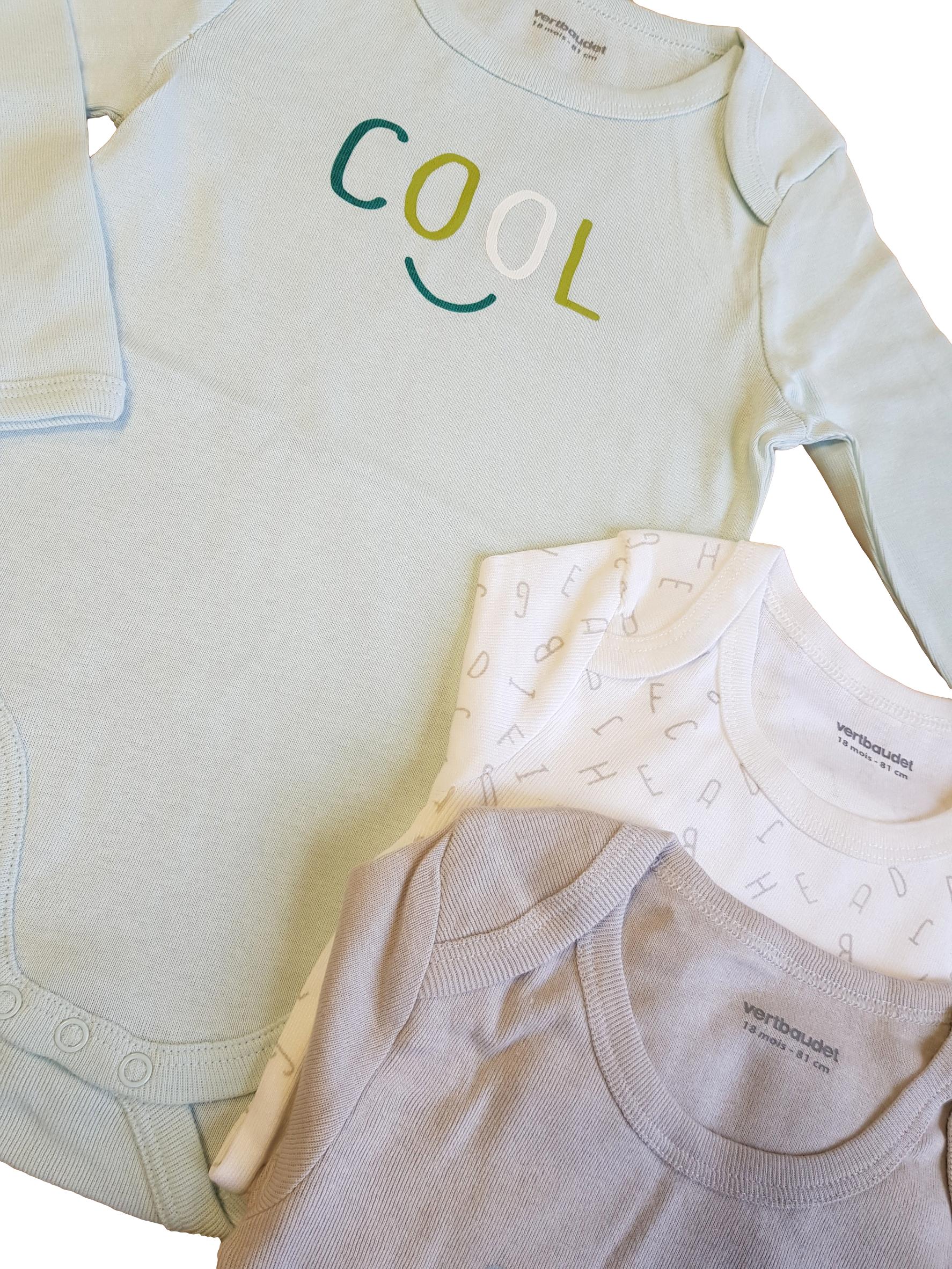 Baby boys girls vertbaudet long sleeve bodysuits summer winter