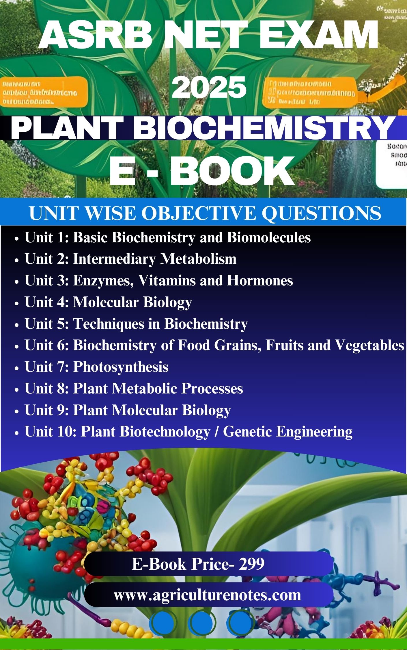 ASRB NET Plant Biochemistry Objective Question Bank (MCQ Format) | Complete 10-Unit Coverage | ₹299 Only