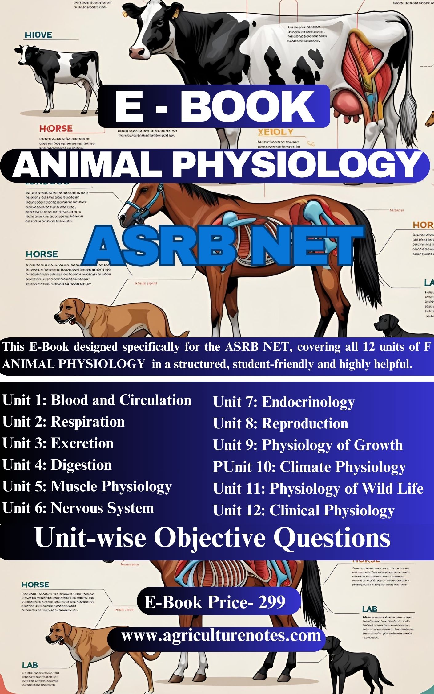 ASRB NET Animal Physiology Objective Type PDF E-Book  Animal Physiology (Based on ICAR-ASRB NET Syllabus | 100% Objective Format | With Unit-wise Coverage)