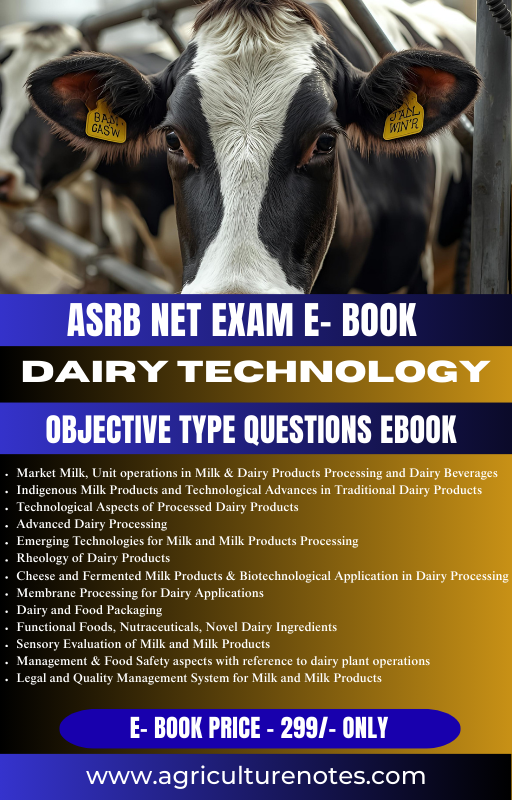 Dairy Technology Objective E-Book (Price ₹299) | ASRB NET Competitive Exams Preparation – MCQs with Units