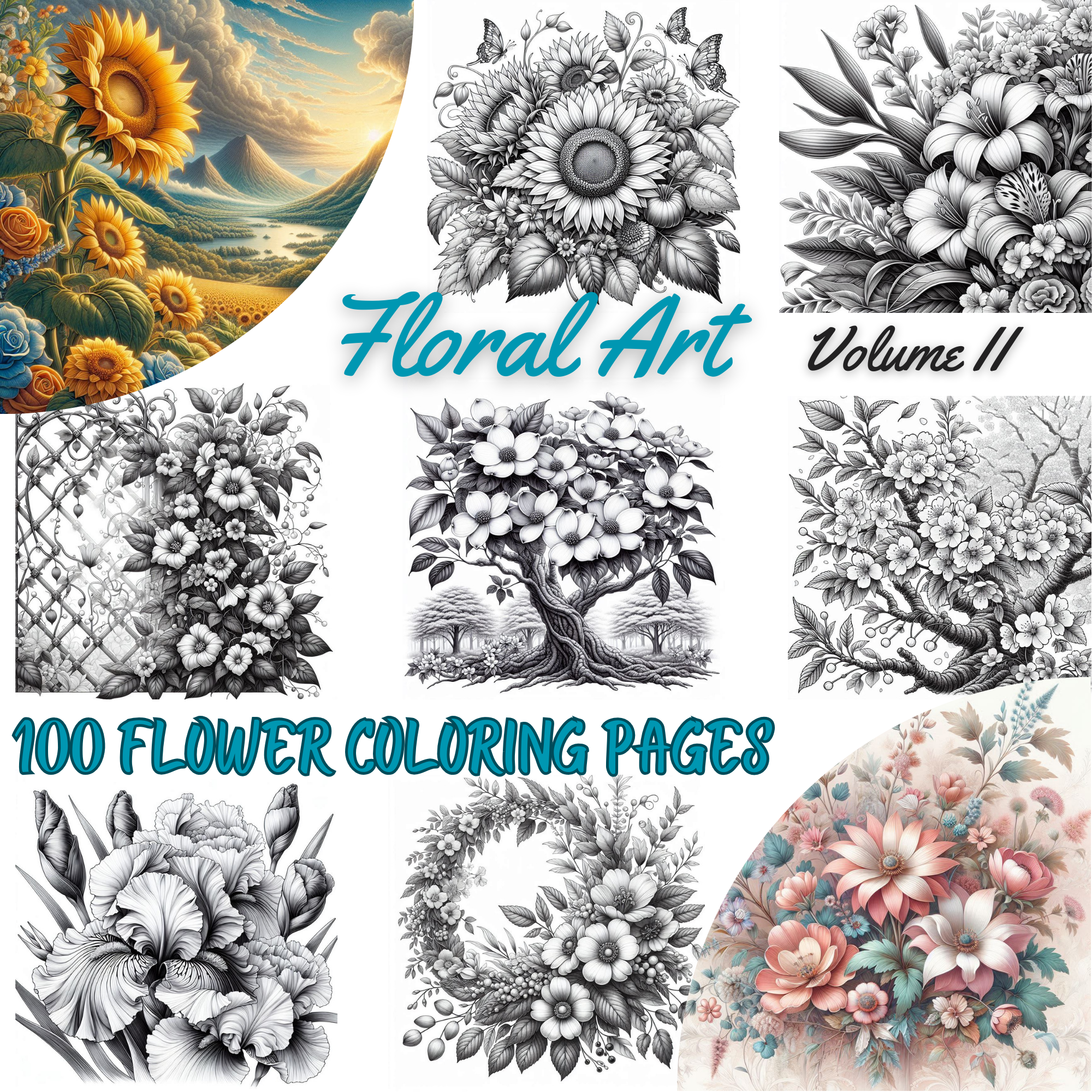 Floral Art Volume II Coloring Pages PDF Digital Download