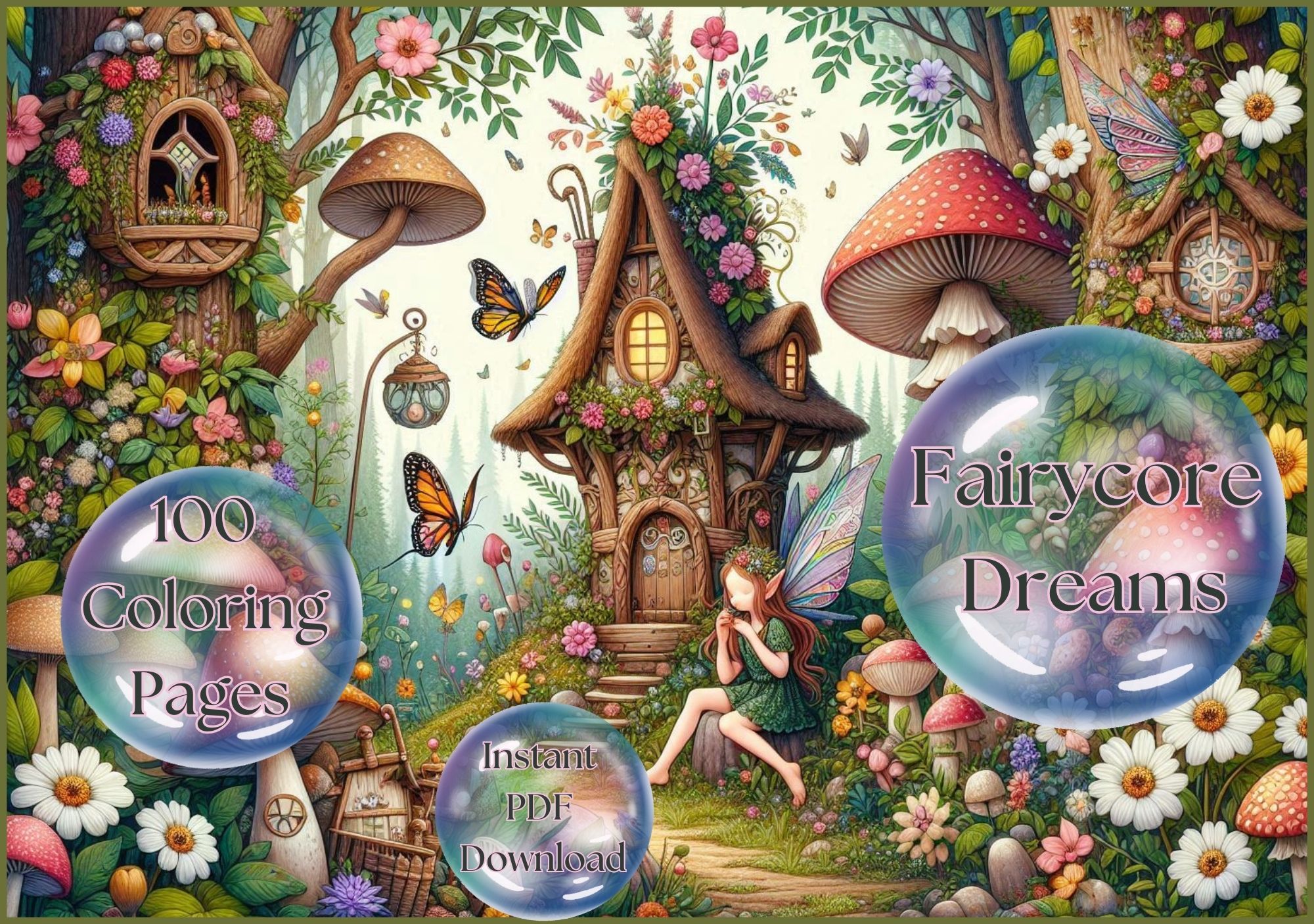 Fairycore Dreams Coloring Pages PDF Digital Download