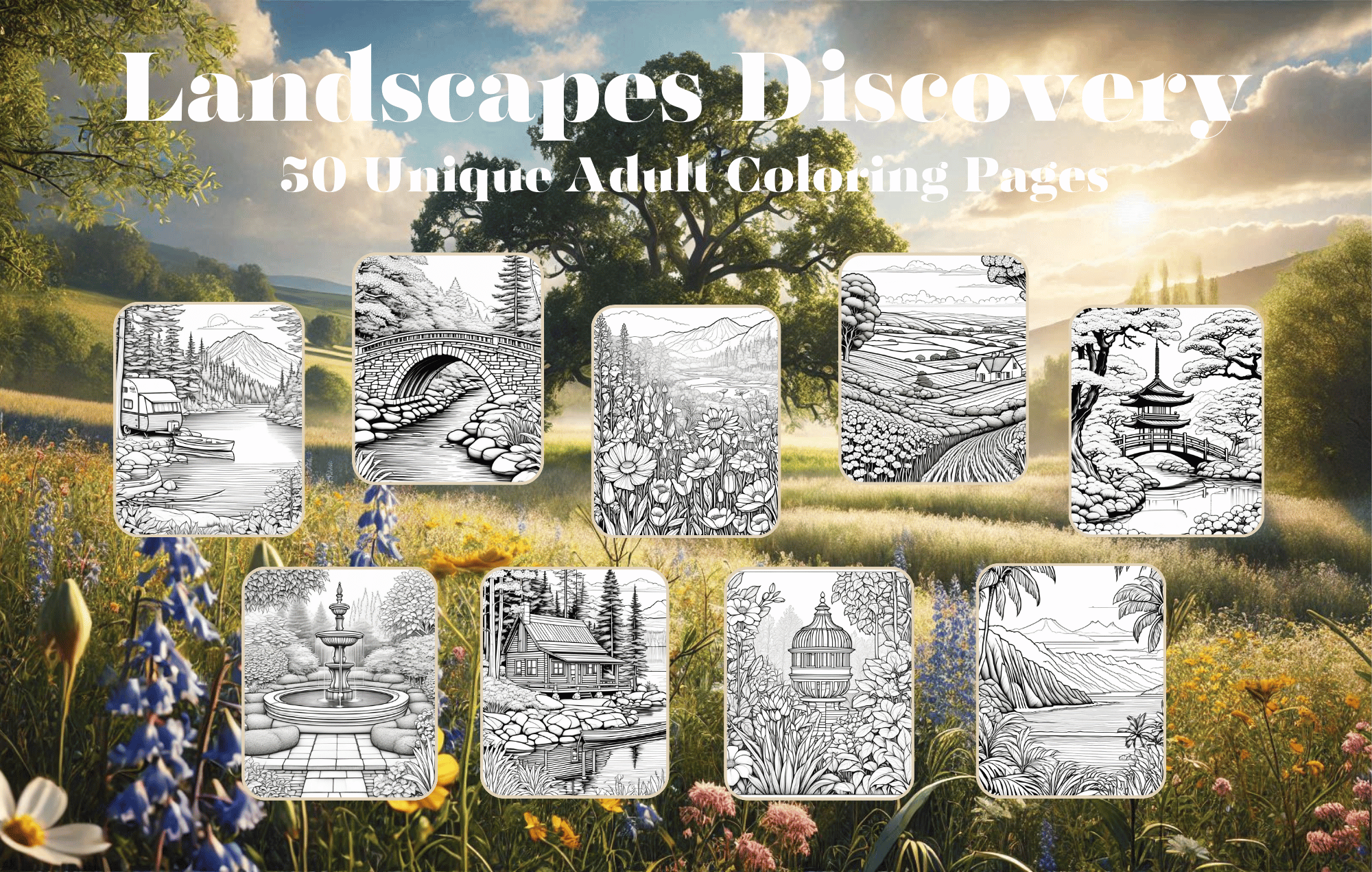 Landscapes Discovery Coloring Pages PDF Digital Download