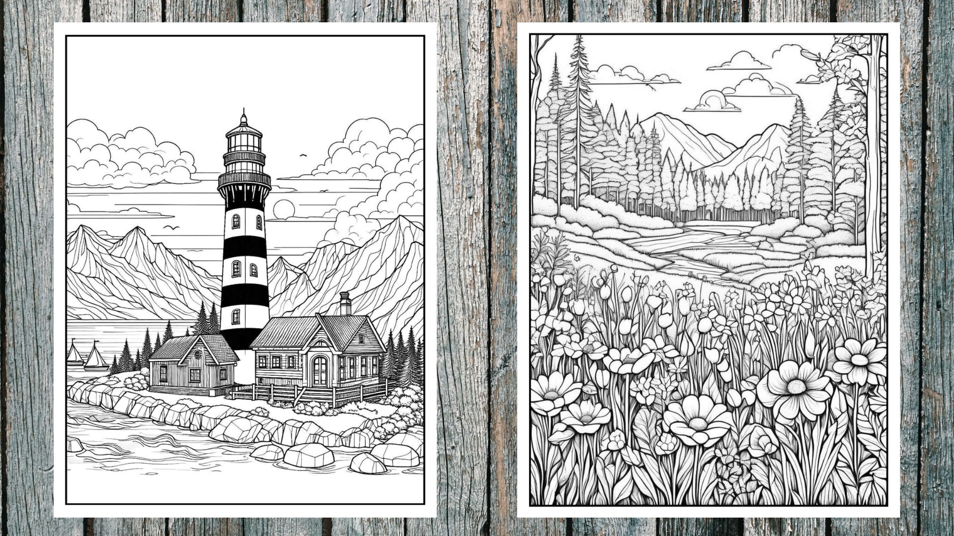 Landscapes Discovery Coloring Pages PDF Digital Download