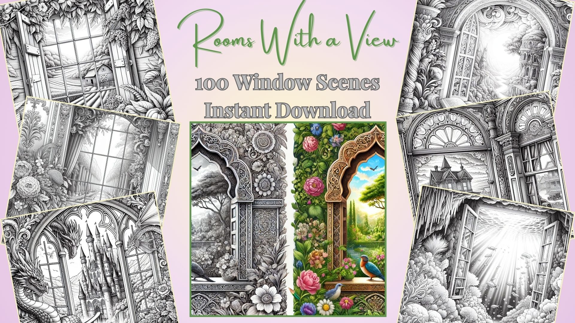 Rooms With a View Coloring Pages PDF Digital Download