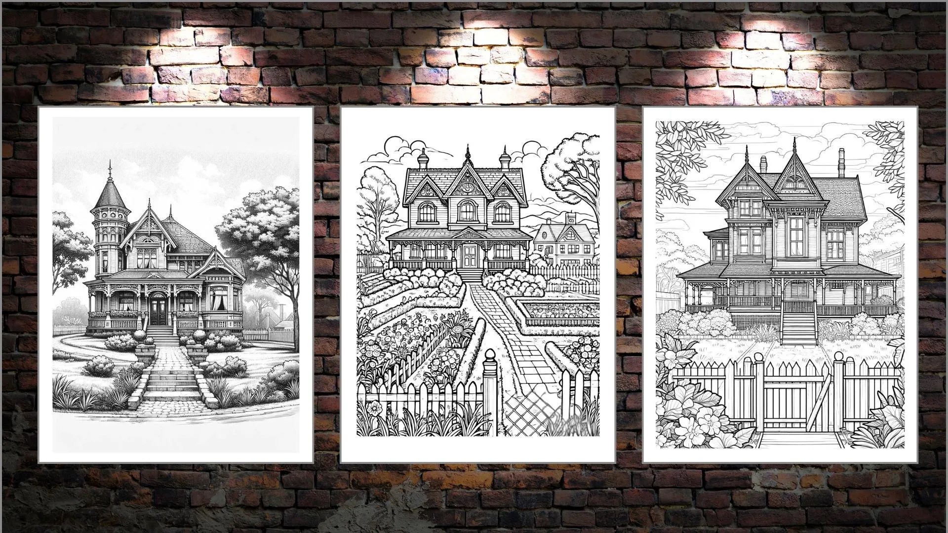 Victorian Homes Coloring Pages PDF Digital Download
