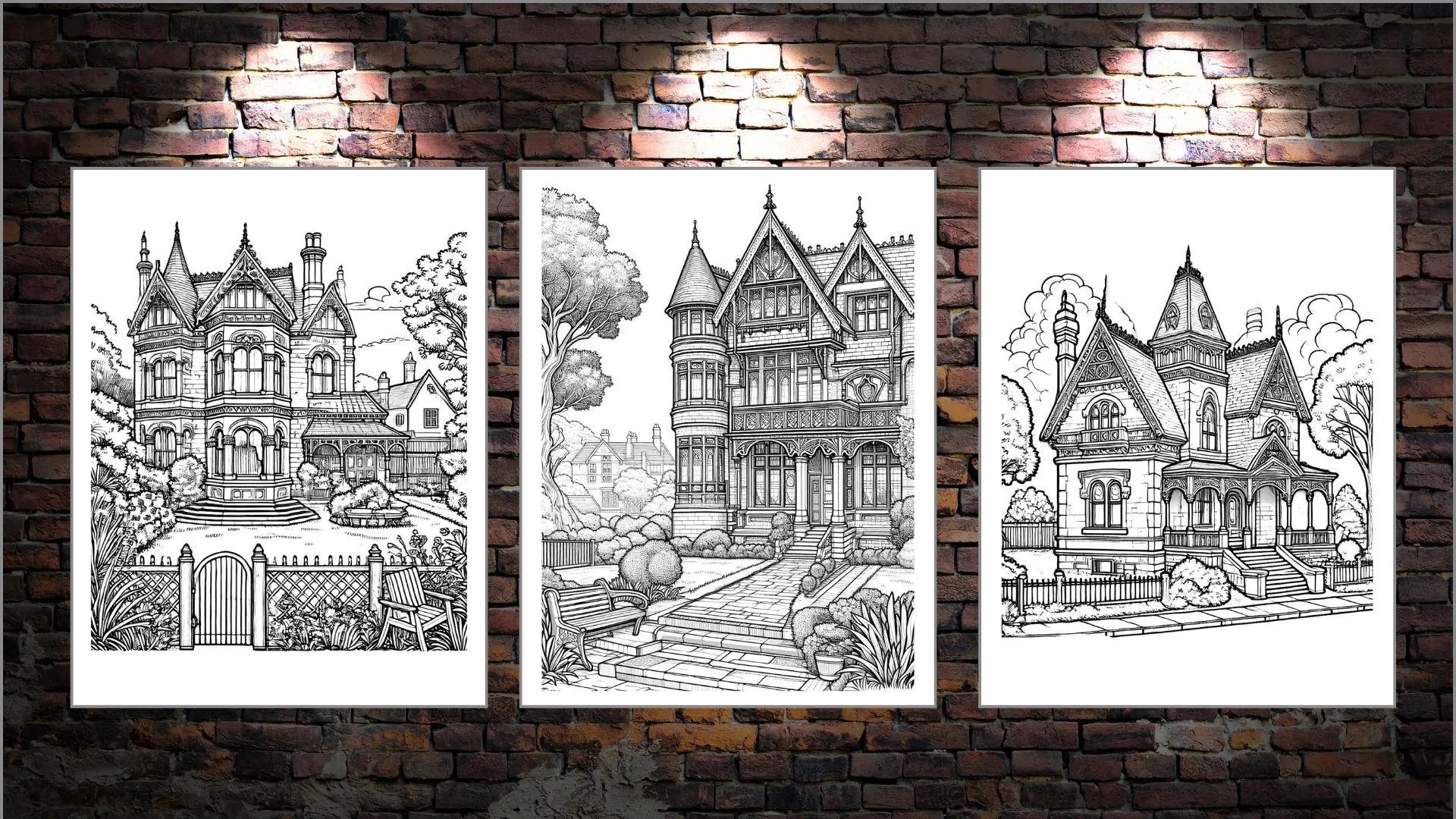 Victorian Homes Coloring Pages PDF Digital Download