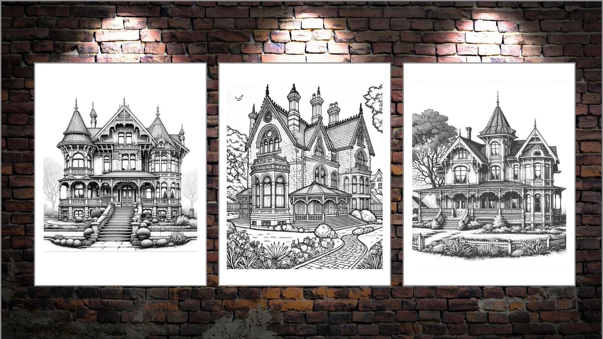 Victorian Homes Coloring Pages PDF Digital Download
