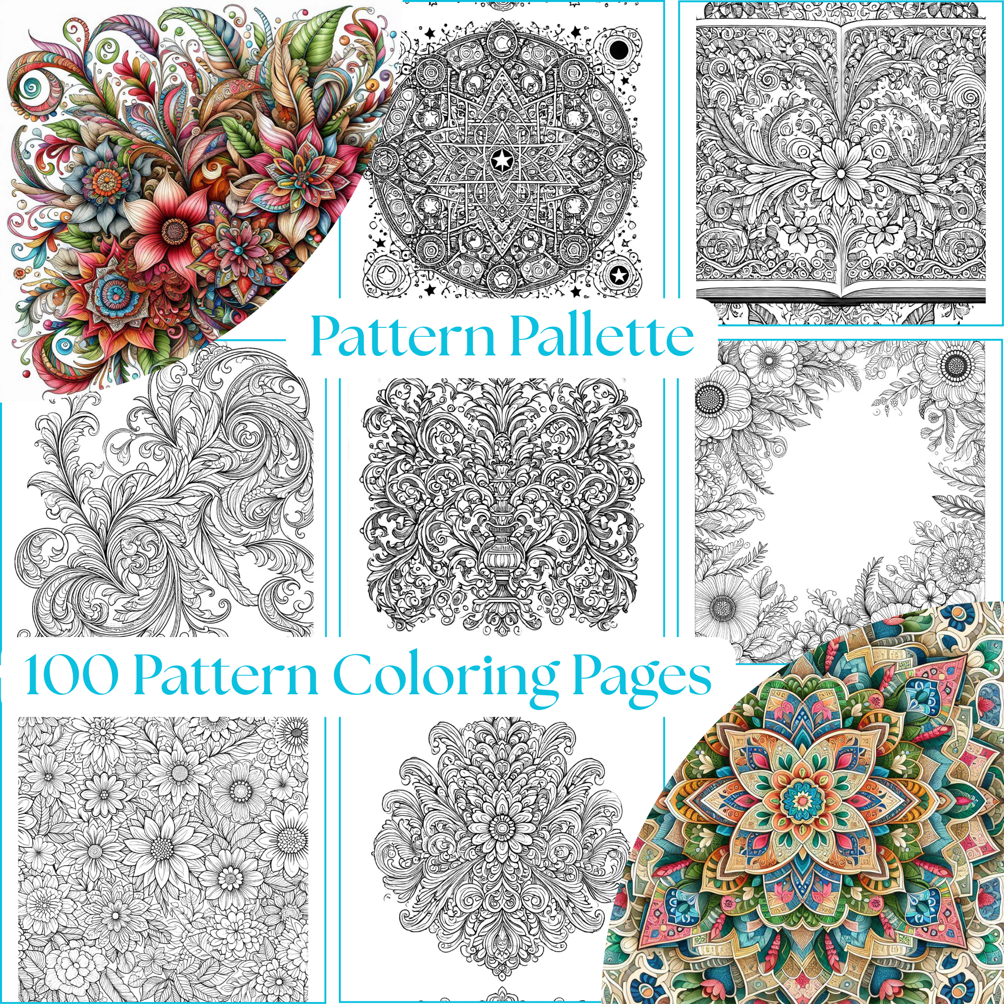 Pattern Pallette Coloring Pages PDF Digital Download