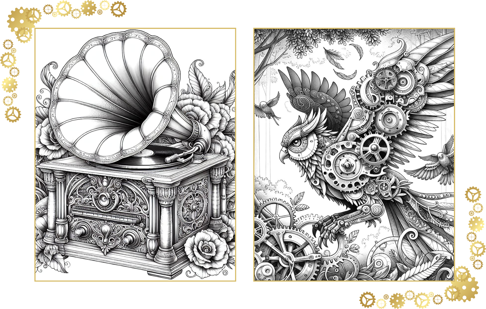 Whimsy Mechanical Coloring Paperback Book