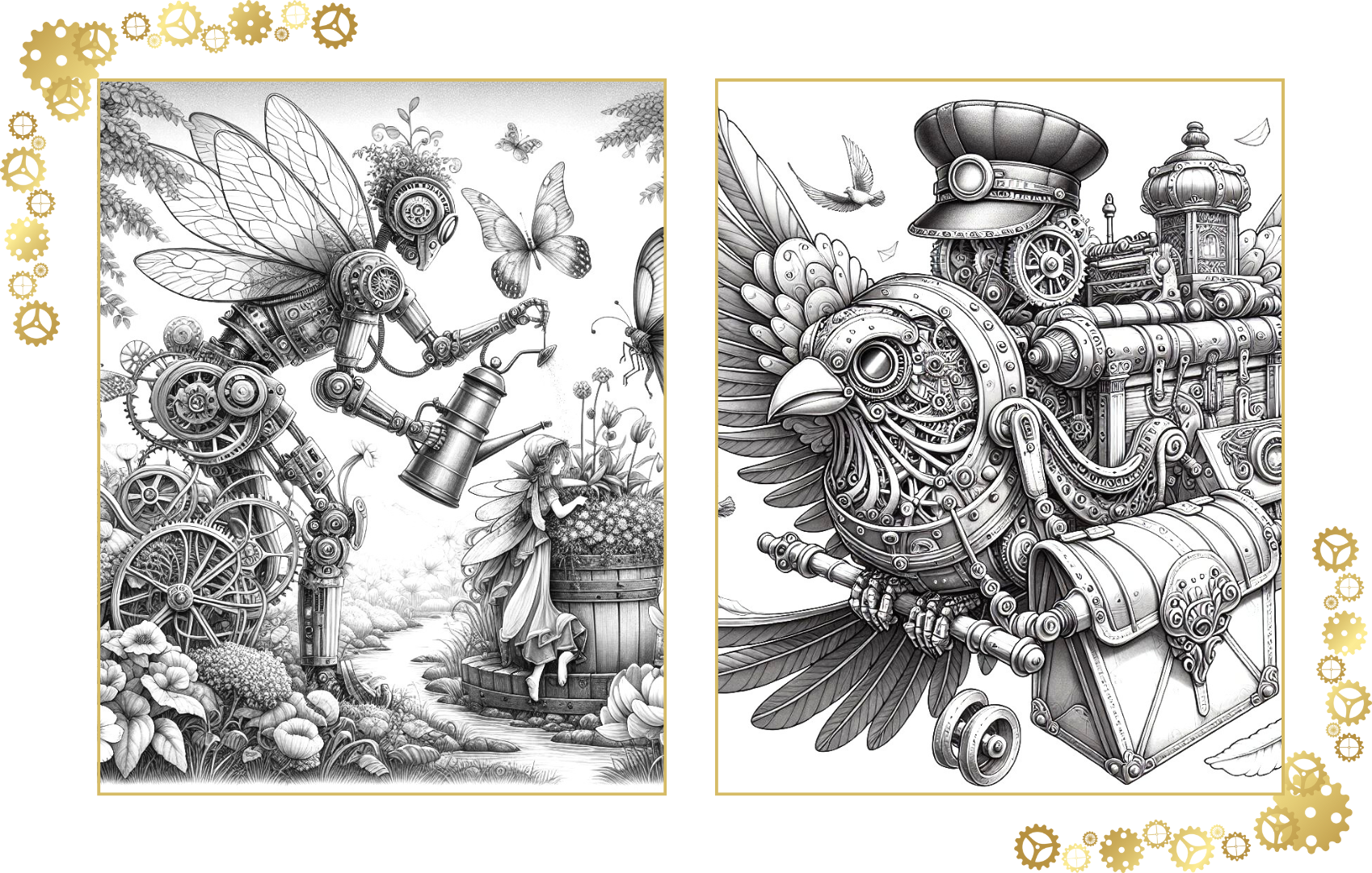 Whimsy Mechanical Coloring Paperback Book