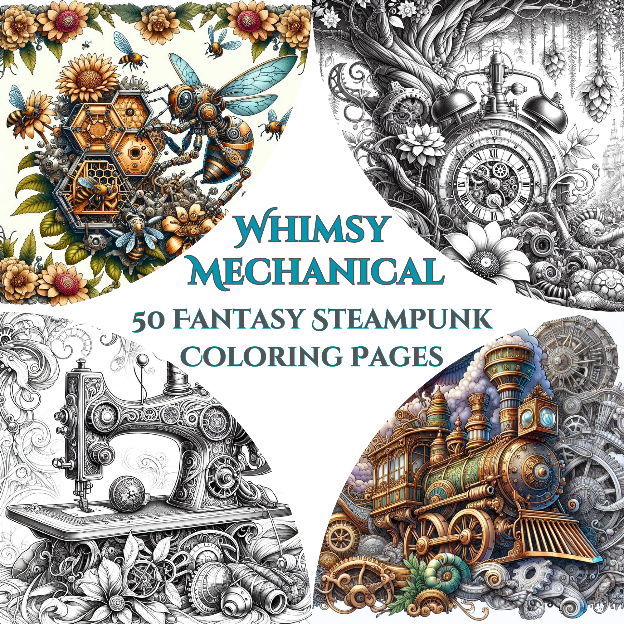 Whimsy Mechanical Coloring Paperback Book