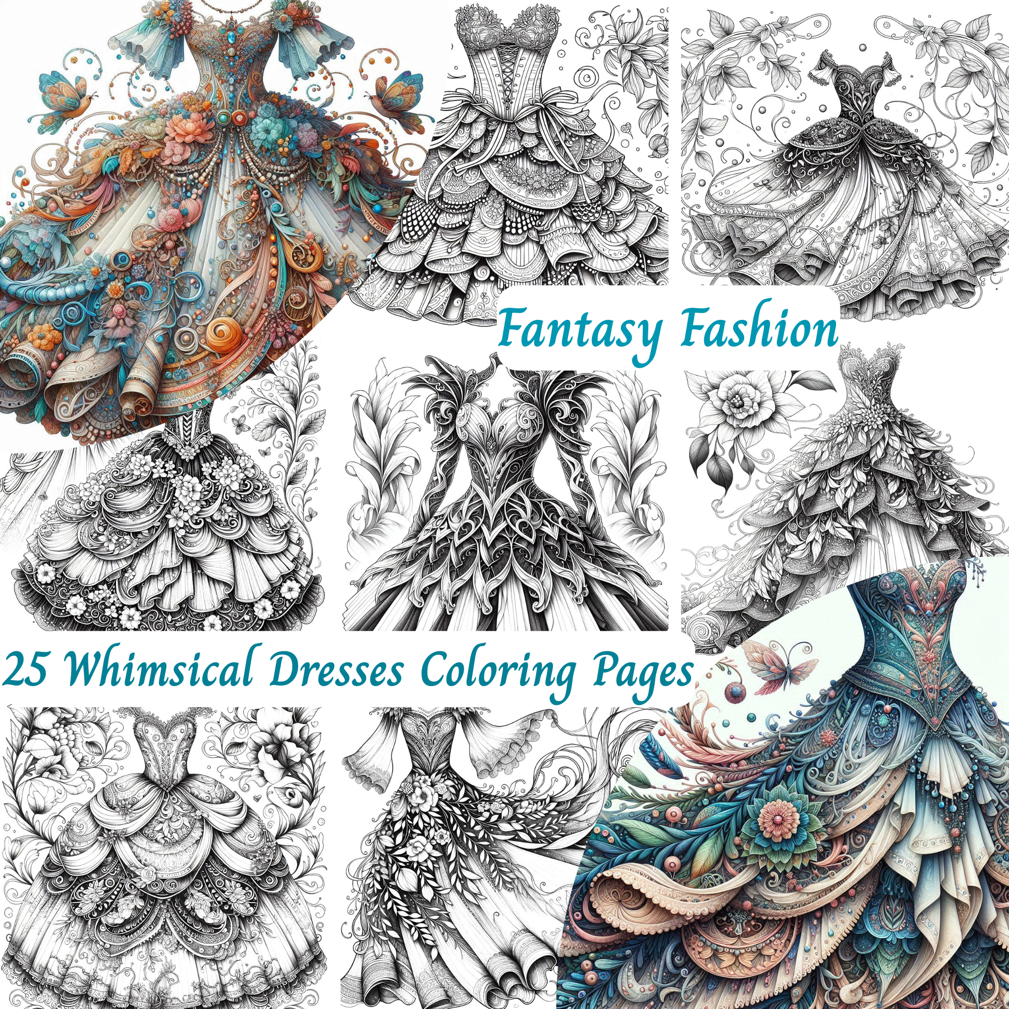 Fantasy Fashion Coloring Paperback Book