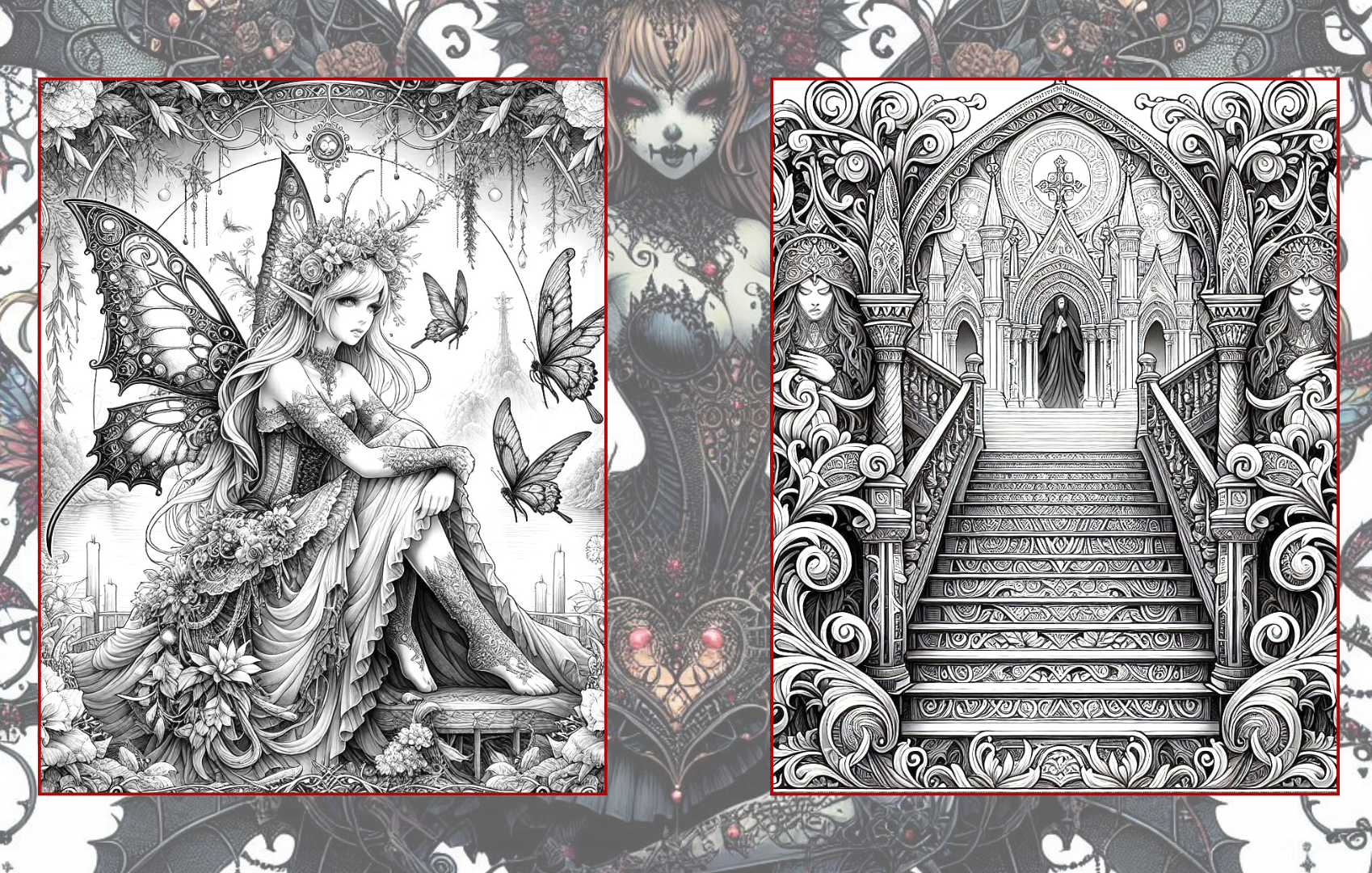 Gothic Whispers Coloring Paperback Book