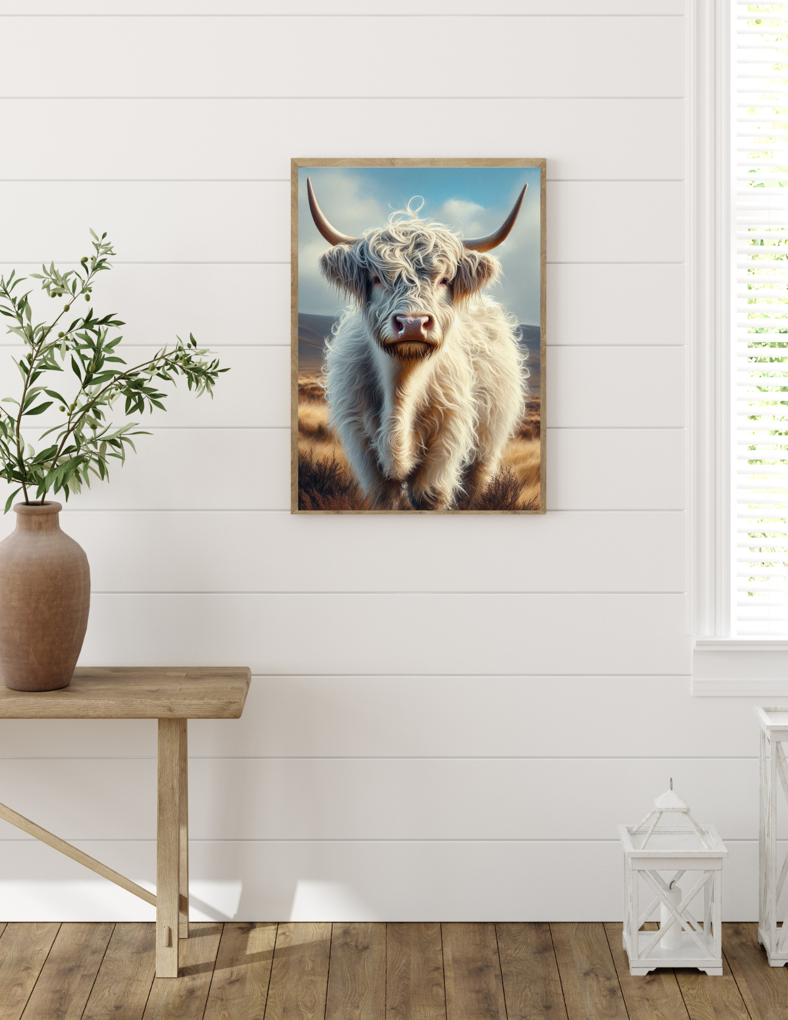 White Highland Cow Print - Multiple Sizes Included