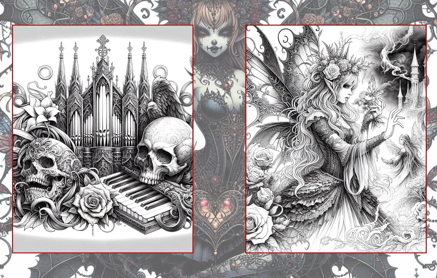 Gothic Whispers - 50 Gothic Inspired Coloring Pages PDF Digital Download