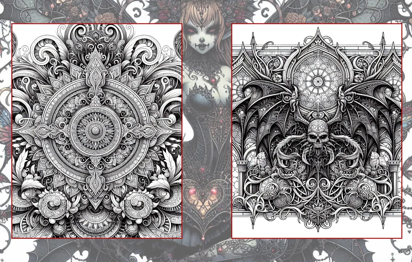 Gothic Whispers - 50 Gothic Inspired Coloring Pages PDF Digital Download