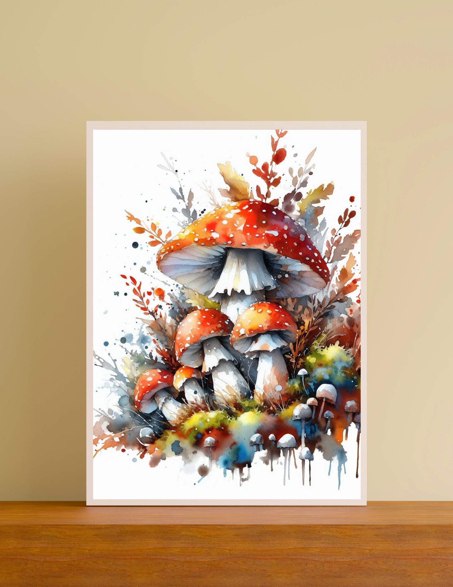 Whimsical Woodland Mushrooms - Watercolor Abstract Forest Art Print, Nature Wall Decor