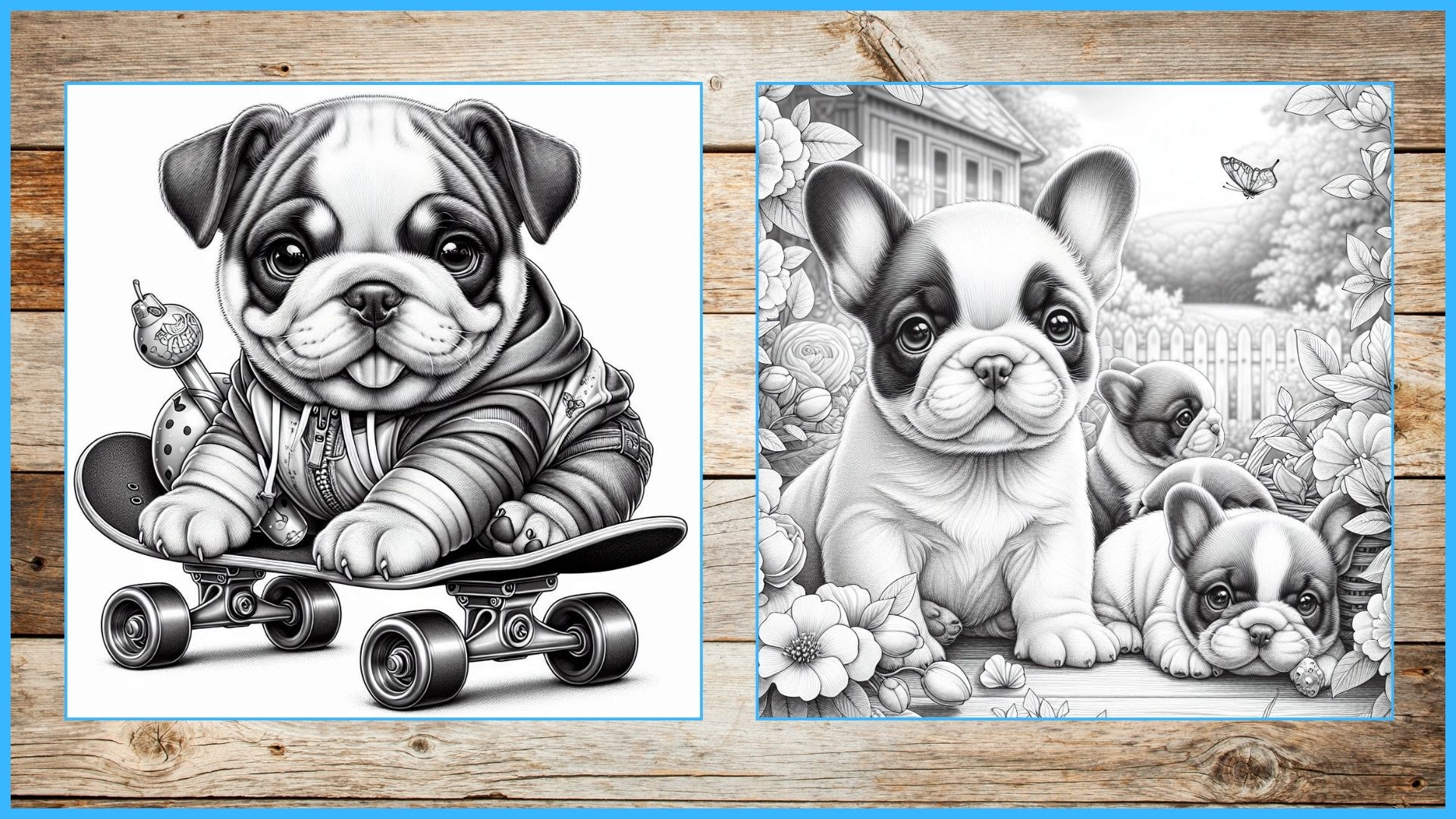 Pardon My Snorts - French & English Bulldogs Coloring Pages