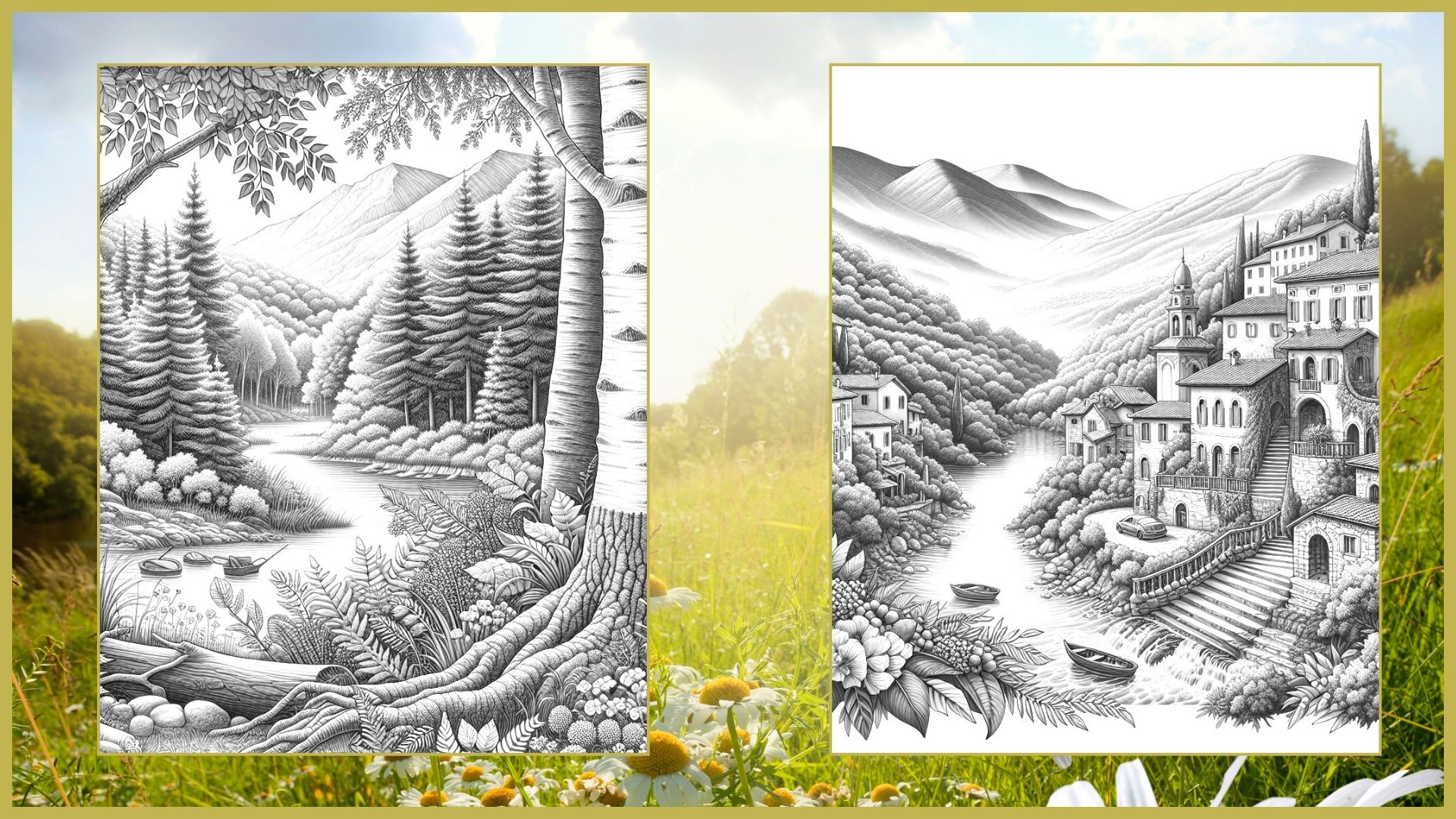 Landscapes Discovery Volume 2 Coloring Pages PDF Digital Download