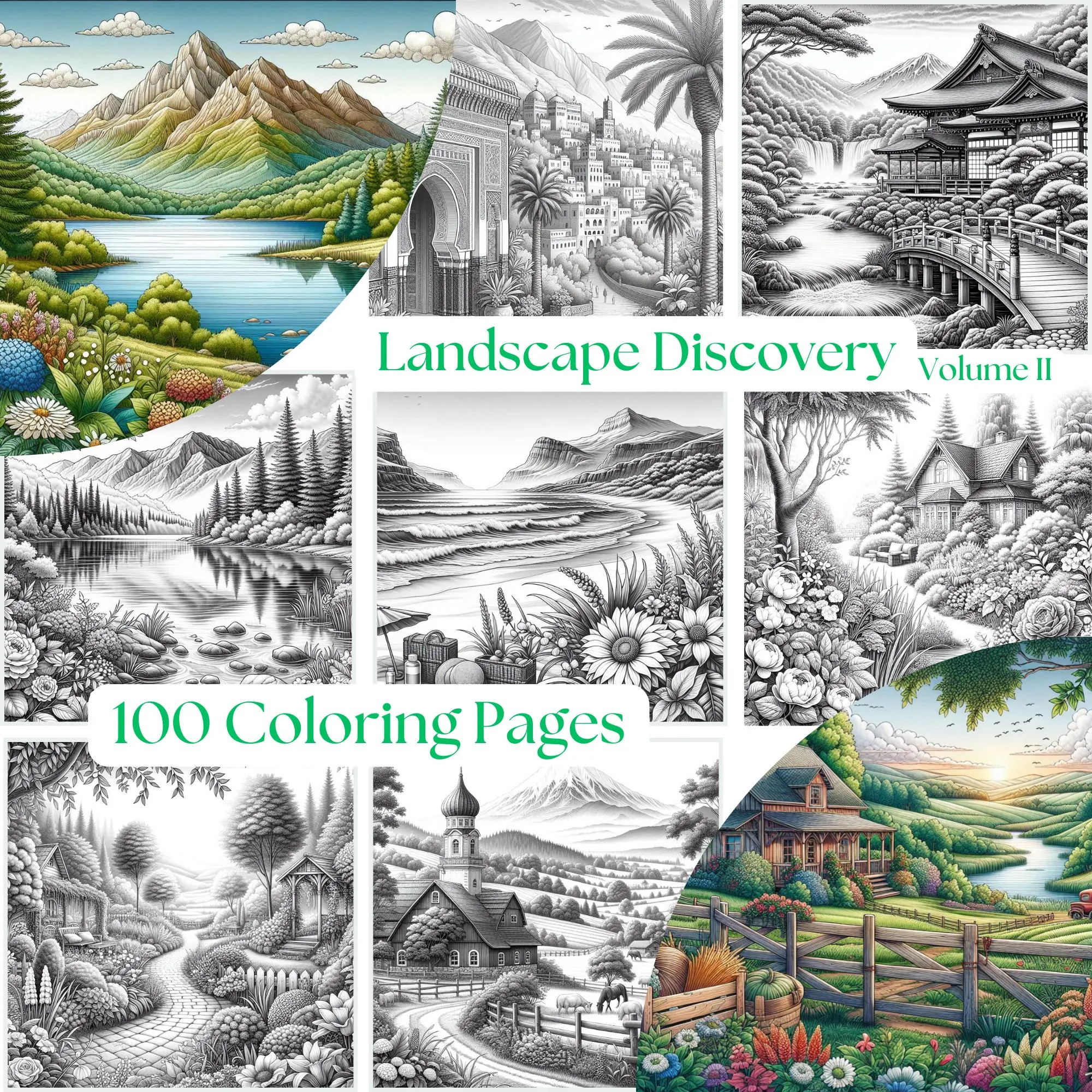 Landscapes Discovery Volume 2 Coloring Pages PDF Digital Download
