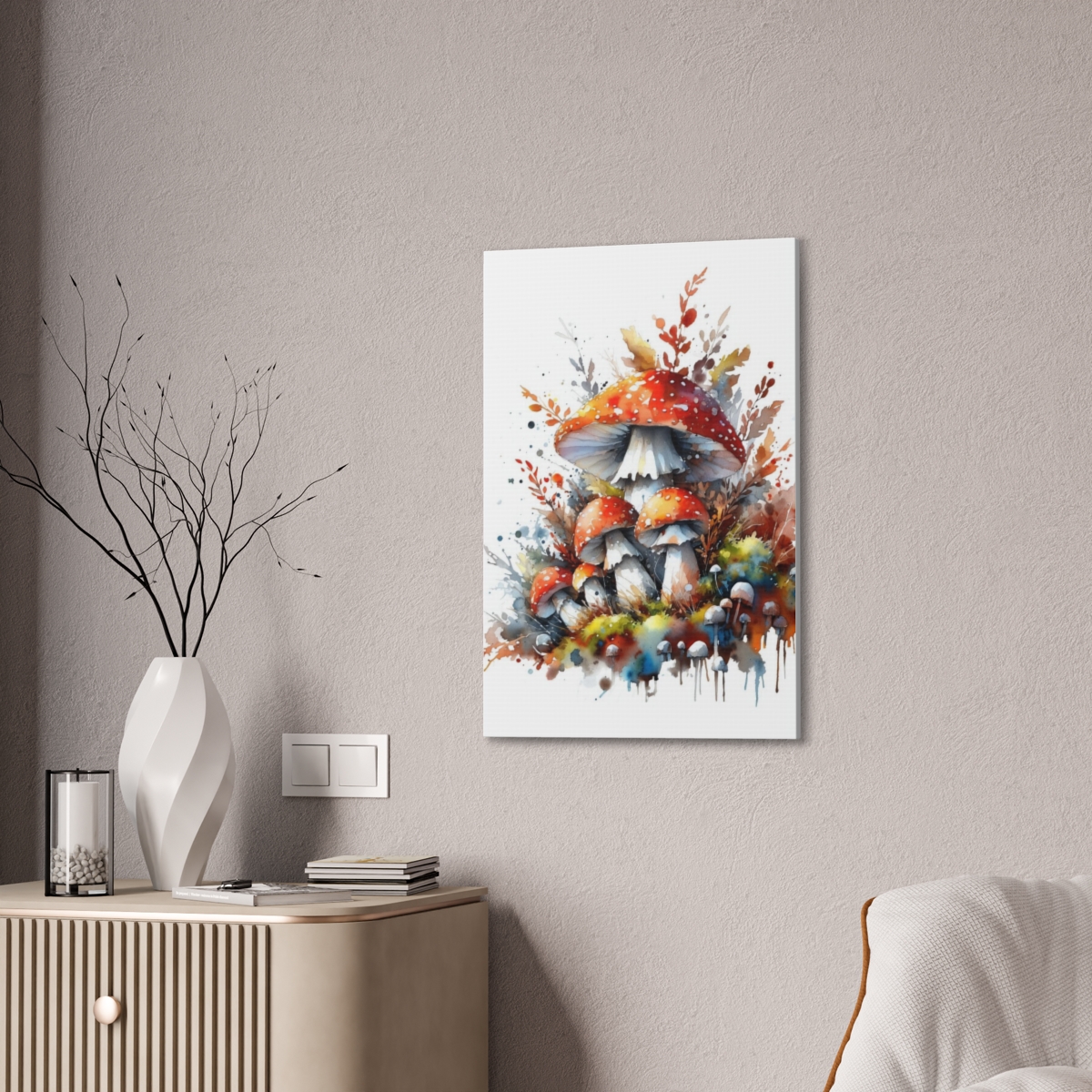 Whimsical Mushroom Art Print, Nature Decor, Wall Art, Boho Decor, Gift for Nature Lovers, Home Office Art