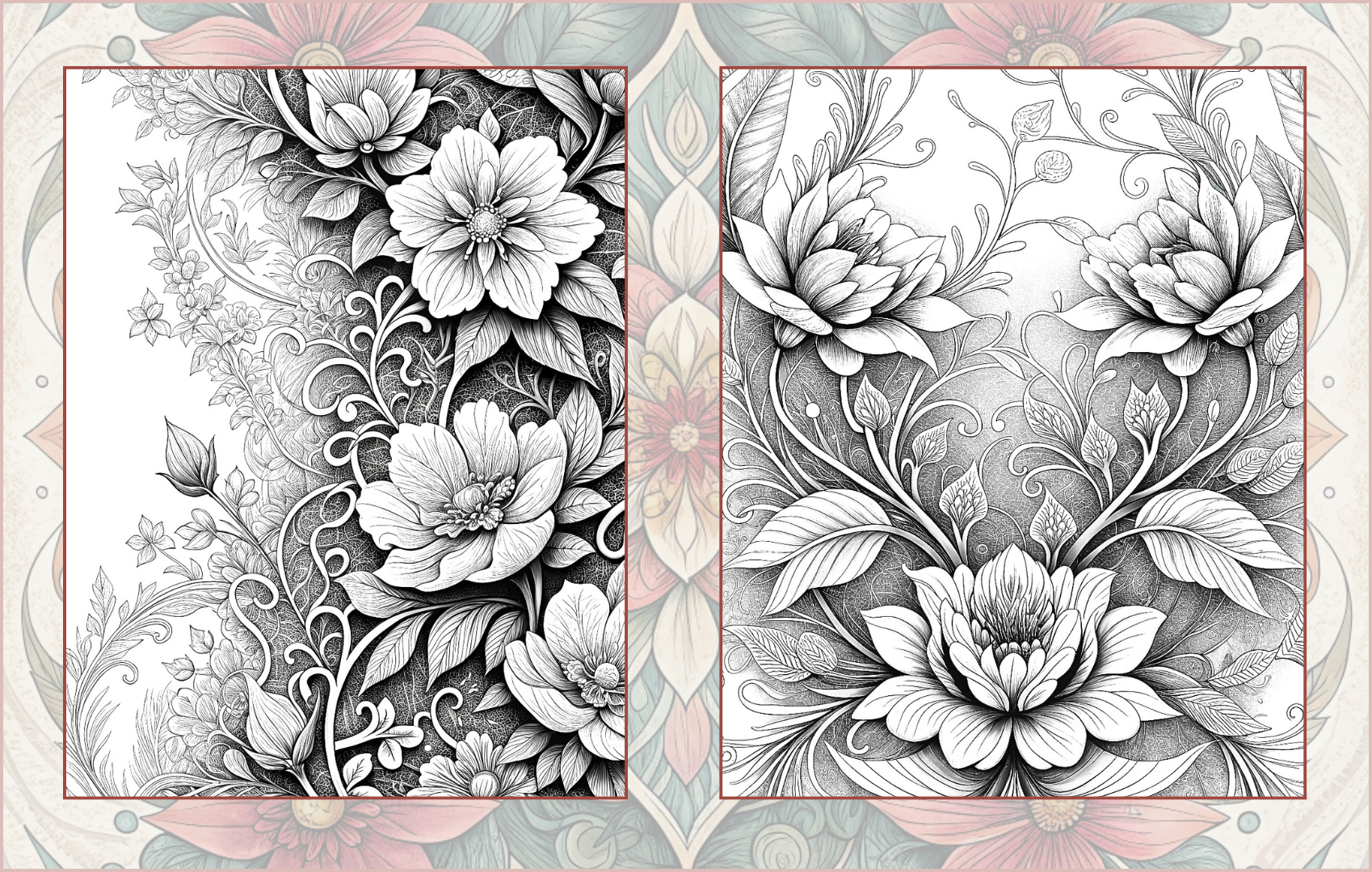 Floral Patterns - 100 Floral Patterns: Adult Coloring Book Paperback