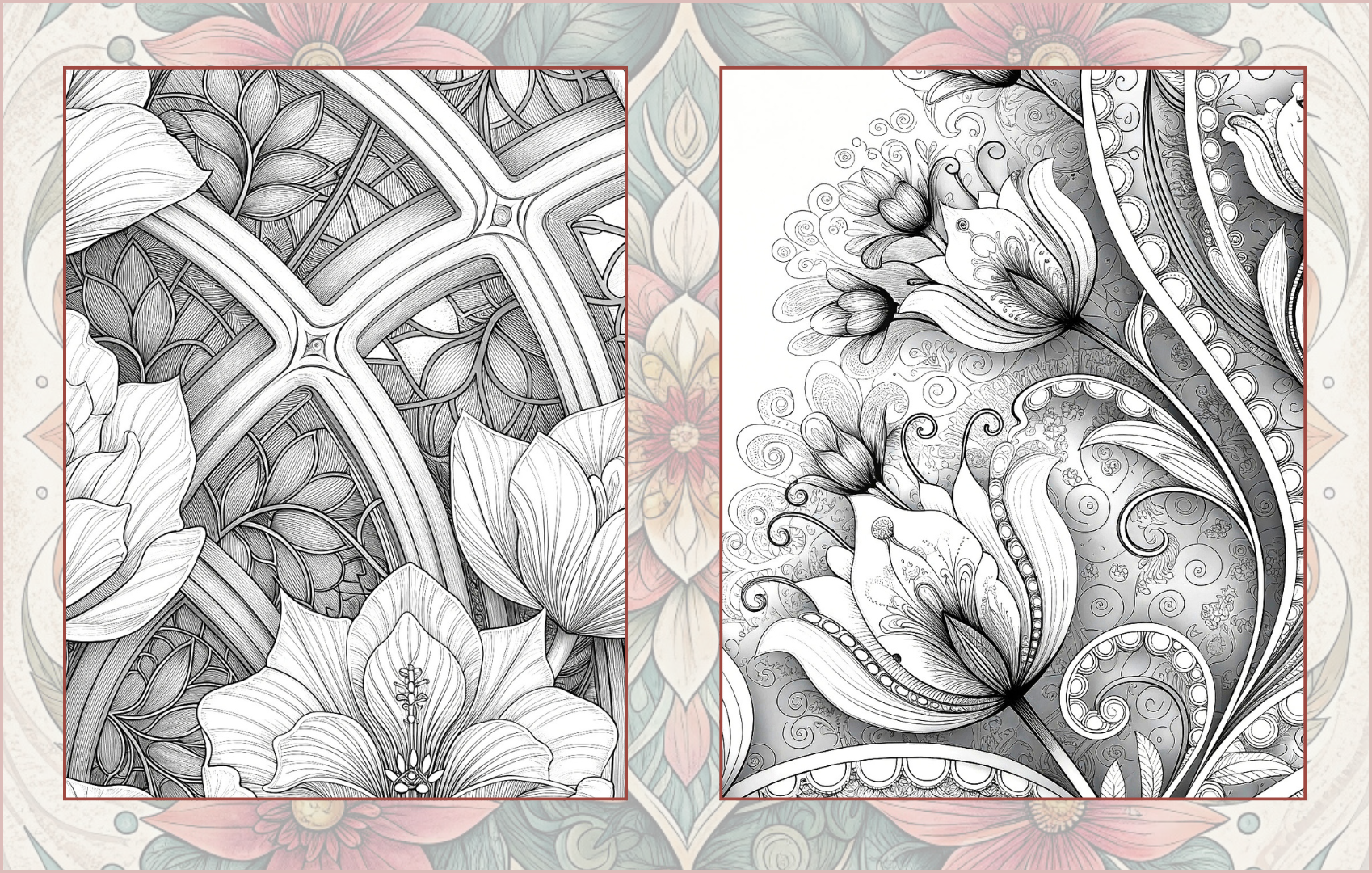 Floral Patterns - 100 Floral Patterns: Adult Coloring Book Paperback