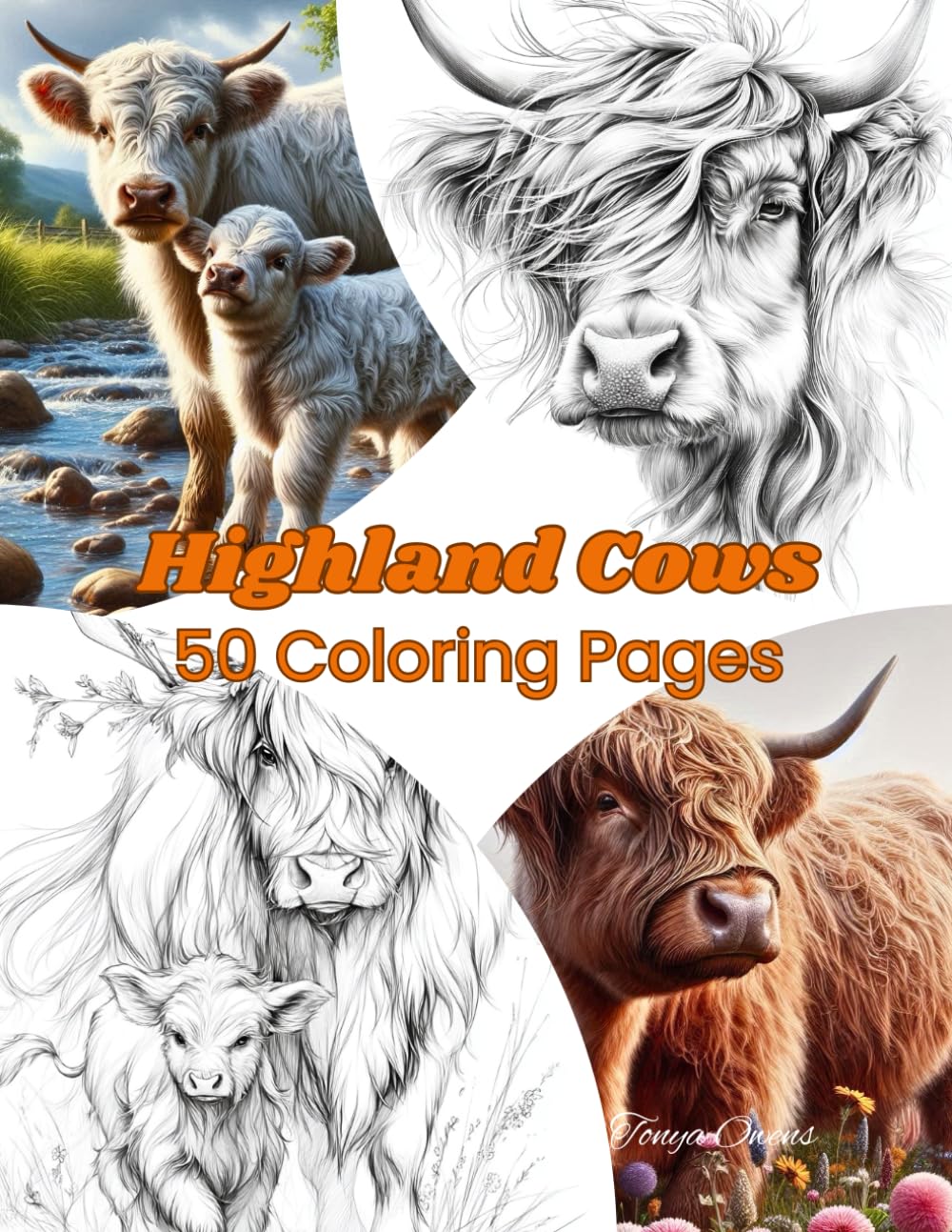 Highland Cows - 50 Adorable Cow Coloring Pages Paperback