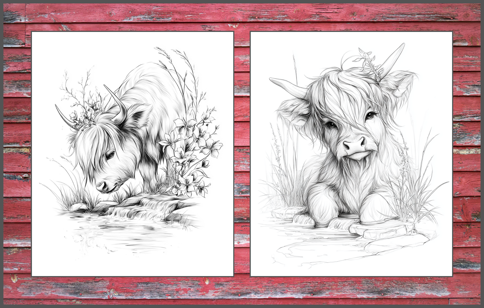 Highland Cows - 50 Adorable Cow Coloring Pages Paperback