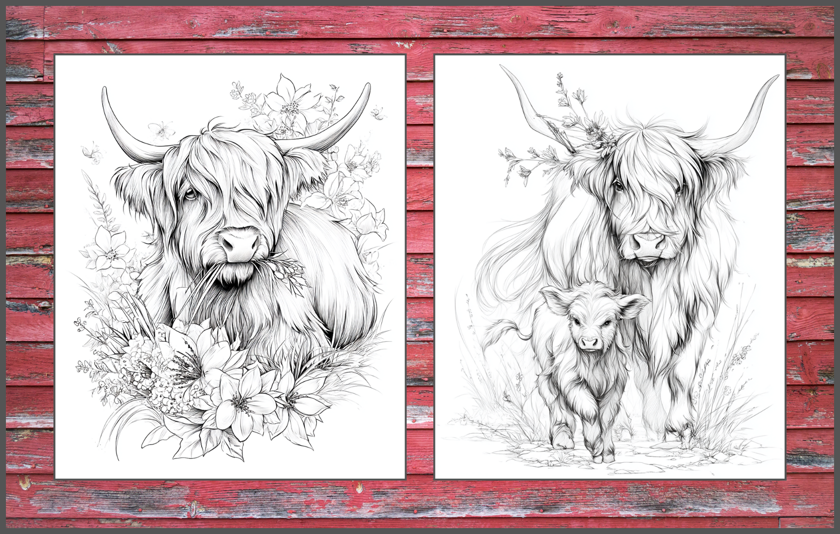 Highland Cows - 50 Adorable Cow Coloring Pages Paperback